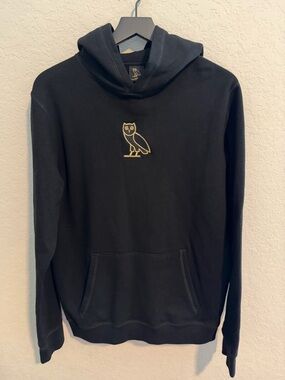 ✨OVO Men's Black Hoodie with Gold Owl